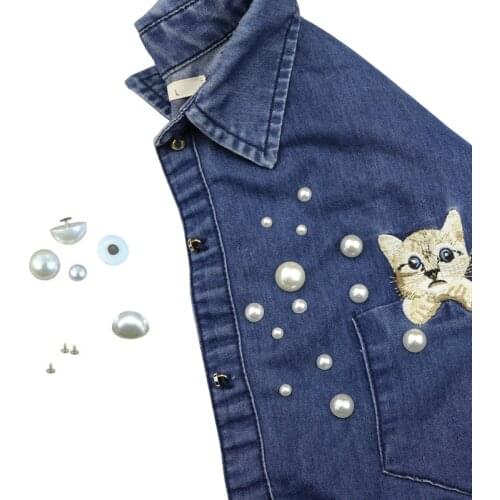 50/100 Sets Semicircle Imitation Pearl Rivets DIY Garment Leather Accessories Flat Back Spikes Wedding Decor Half Round Pearls