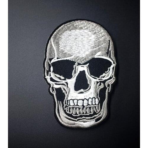 Skull Size:6.0x9.0cm DIY Patch Badge Embroidered Cute Badges Hippie Iron On Kids Cartoon For Clothes Stickers
