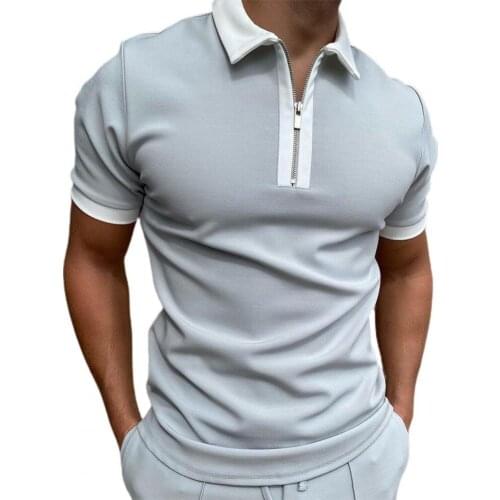 Summer New Men Polos Shirt Short Sleeve Oversized Loos Zipper Color Matching Clothes Luxury Male Tee Shirt For Men Top camisas