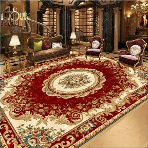 Squeezed red European style 3D Flooring pvc Self adhesive Painting Wallpaper For Living room Bedroom Bathroom Kitchen Corridor