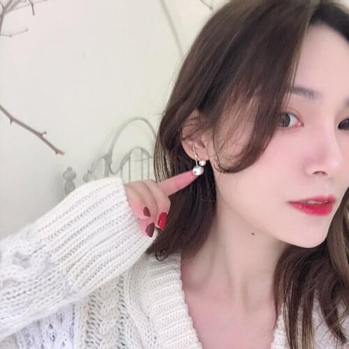 Geometry Cross X Large Small Two White Simulated Pearls Golden Alloy Stud Earrings for Women