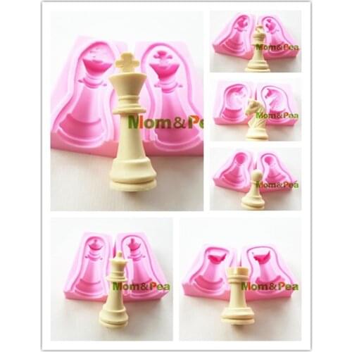 Mom&Pea 1008-1013 Free Shipping Chess Small Size Shaped Silicone Mold Cake Decoration Fondant Cake 3D Mold Food Grade