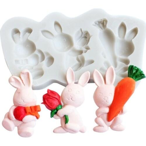 Rabbit silicone mold DIY fondant mold clay, plaster, scented candle mold decoration craft mold