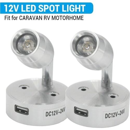 2PCS 12V LED Interior Spot Reading Light Camper Van Caravan Motorhome Boat Touch Switch USB Led Spot Reading Light Home Lighting