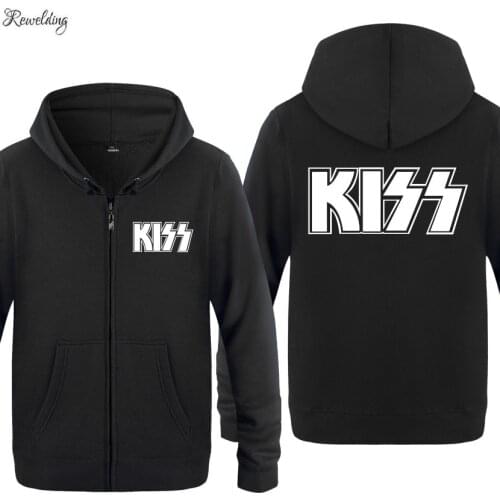 Rock Band KISS Printed Hoodies Men Hip Hop Fleece Long Sleeve Zipper Jacket Coat Skate Sweatshirt Tracksuit Moleton Masculino