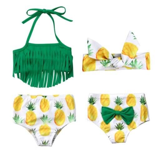 Newborn Baby Girl pineapple Tassel Top Shorts Swimwear Swimsuit Bathing Suit Beachwear