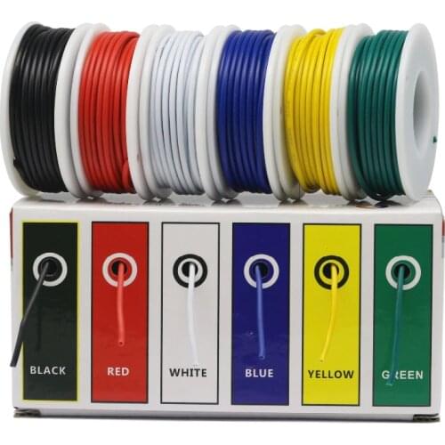 UL 1007 26AWG 60m / box 196ft per roll 10 meters wire and cable wire tinned copper wire 6 color / box UL certification DIY