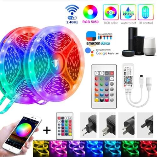 Smart LED Light Strip 5M 10M 15M/ Roll RGB Dimmable Voice Control LED Strip Work With Alexa Google Home Smart Life App