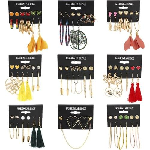 Women Fashion Earrings Ins Hot Jewelry Luxury Earrings Set Tassel Dangle Earring Stud Earrings Heart Earrings