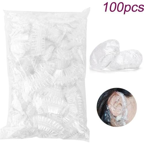 100pcs Bath Clear Waterproof Cap Shower Barbershop Disposable Ear Protector Covers Home Salon Tool Hair Dye Earmuffs Kids Adult