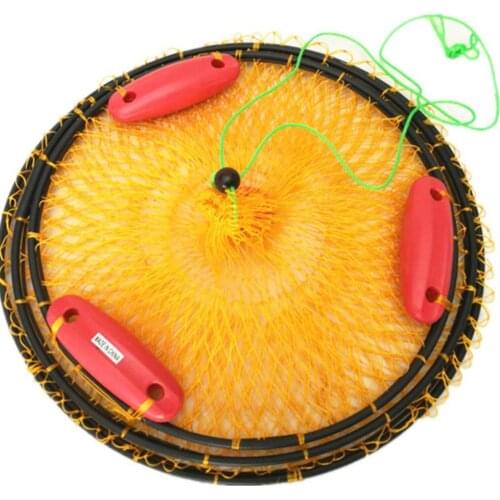 2-layer triple float sea fishing multi-ball yellow portable foldable fishing floating fish shrimp net cage trap fishing