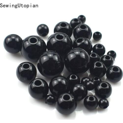 3-20MM Black HOLE DIY Imitation Garment Beads Pearl ABS Loose Round Beads Craft for Fashion Jewelry Making DIY Craft