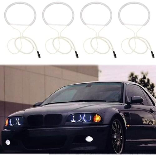 4Pcs White Headlight CCFL LED Angel Eyes Kit Halo Ring DRL Turn Signal Light CCFL Headlight Lamp For-BMW E36 E46 E39 E38
