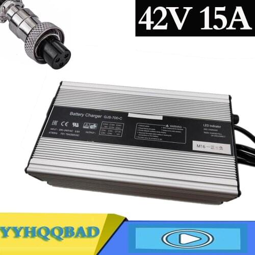 42V 15A Lithium Battery Charger For 36V Electric Bike Scooter Aluminum Metal Case Fast Charger 672 watts High Power Fast Charge
