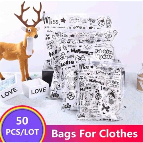 50Pcs/Lot Cartoon Clothing Packaging Bag Clothes Saling Ziplock Sorting Water-Proof Plastic Shoes Underwear Bra Pouches Zipper