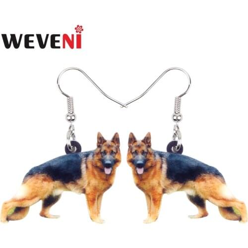 WEVENI Accessory Acrylic German Shepherd Dog Earrings Dangle Drop Cute Trendy Animal Jewelry For Women Girls Pet Lovers Brincos