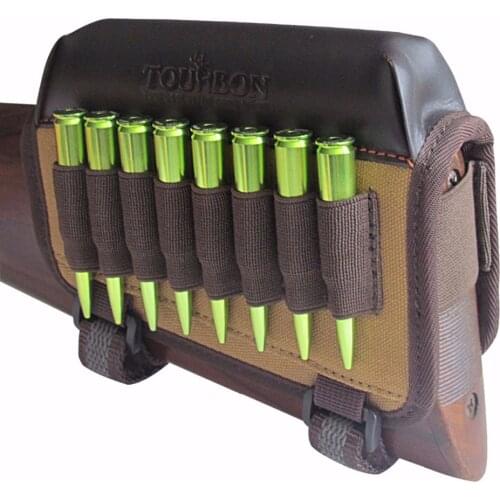 Tourbon Hunting Gun Accessories Rifle Gun Buttstock Cheek Riser Rest Pad Canvas Cartridges Ammo Holder Left Handed for Shooting
