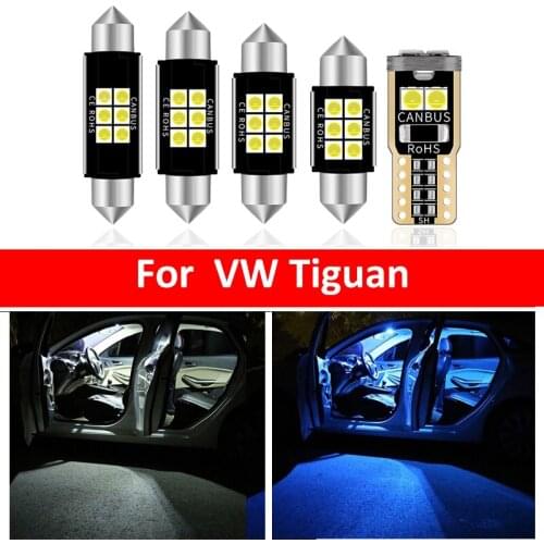 12Pcs Car White Interior LED Light Bulbs Package Kit For 2009-2015 Volkswagen Tiguan VW-C-18 Map Dome Trunk Lamp Ice Blue