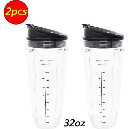 2 pcs Nutri Ninja 32-Ounce Cup with Sip N Seal Lidsfor Blenders Durable Good Seal Ring Keep Fresh Sport Plastic Bottle Parts