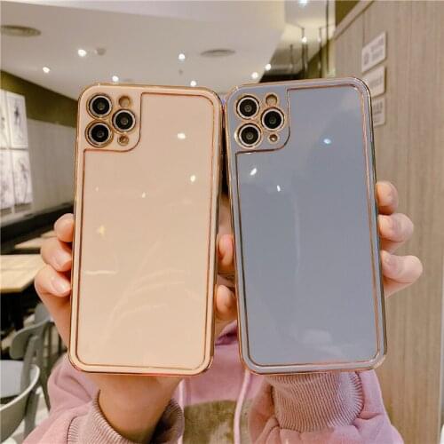 Frame gold plating case for iphone 12 12Pro Max phone cases for iphone 11 Pro Max XR X XS 7 8 Plus SE mini protective capa coque