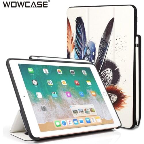 For iPad 2018 Case,WOWCASE Leather Magnet Smart Cases For iPad 9.7 2018 with Pencil Holder Art Print Protector Tablet Cover Capa