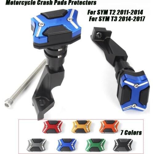 For SYM T2 2011-2014 T3 2014-2017 Motorcycle Escape Crash Pads Protectors CNC Titanium Alloy Set Silp on