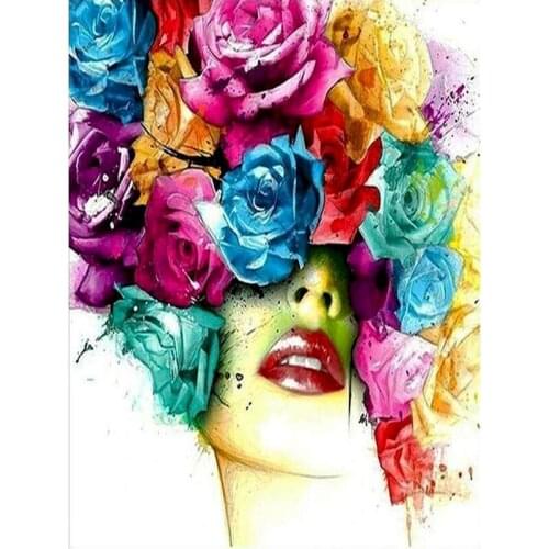 GATYZTORY DIY Diamond Embroidery Flower Woman Diamond Painting 5D Natural Portrait New Arrival Room Decoration