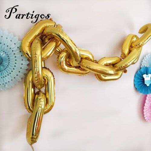 10pcs 80s 90s Party Decorations Giant Balloon 16 inch Gold Silver Chain Balloons Event Party Hip Hop Theme Wedding Arch Supplies