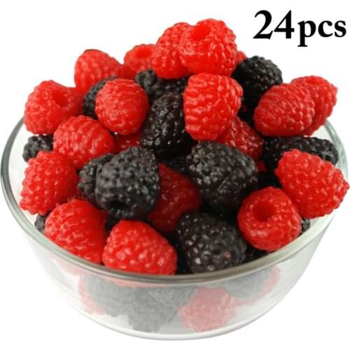 24PCS Artificial Fruit Lifelike Strawberry Raspberry Fake Fruit Foam Fruit