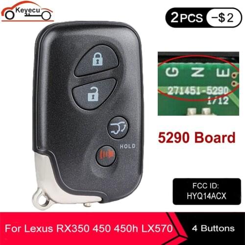 KEYECU Smart Car Remote Key 312.2/314.3/315.2/433.92MHZ for Lexus RX350 RX450 RX450h GX460 LX570, HYQ14ACX, 271451-5290 G N E
