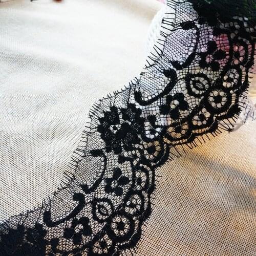 3Meters/Lot 6.5cm Lace Tape DIY Apparel Sewing Fabric White Black Floral Embroidered Eyelash Trimming Gift Packaging Lace Ribbon