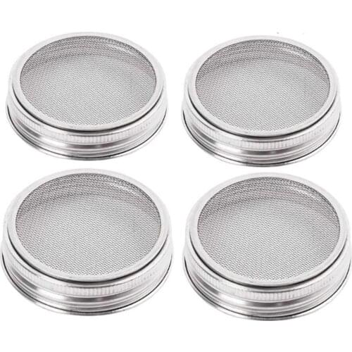 4pcs Stainless Steel Sprouting Jar Lids Mesh Strainer Seed Germination Lid Kit For Wide Mouth Mason Jar Sprout Growing