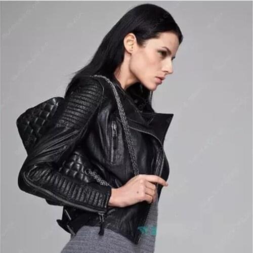 Women 2020 Fashion Genuine Slim Sheepskin Leather Jacket Spring Autumn Coat Ladies Outerwear WUJ0002