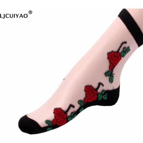LJCUIYAO Sexy Fishnet Women Lace Ruffle Soft Comfy Sheer Silk Elastic Mesh Knit Frill Trim Transparent Ankle Funny Socks 1pair