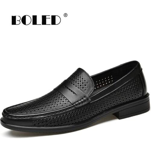 New Outdoor Men Shoes Natural Leather Casual Shoes Men Comfort Slip On Loafers Moccasins Lightweight Driving Shoes Flats