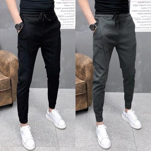 Mens Fashion Korean Version Of Solid Color Trousers For Jogging High Quality Spring And Autumn Slim Drawstring Pants M-5XL