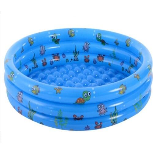 Inflatable round pool Household three-ring childrens swimming pool Marine creature printing fishing pool