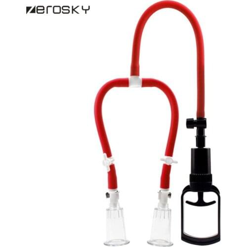 Zerosky Muscle Nipples Pump Enhancement Breast Massager Pump Suction Vacuum Type Breast Stimulation Sex Toys for Men Women
