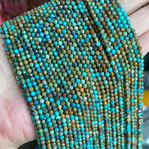 Natural Turquoise Genuine Faceted Beads 2.5mm 3mm Cutting Loose Blue Green Turquoise Beads for Jewelry Making