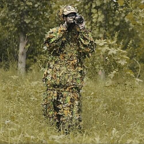 Hunting Ghillie Suits 3D Maple Leaf Bionic Ghillie Suits Yowie Sniper Birdwatch Airsoft Camouflage Clothing+jacket Pants For CS1