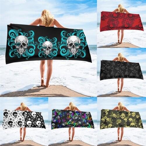 Microfiber Sand Free Beach Towel Gothic Skull Art Design Printing Quick Dry Super Absorbent Towels Travel Swimming Bath Toallas