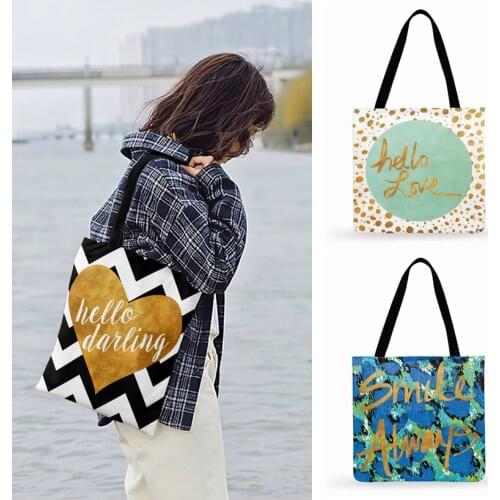 Modern Geometry Rose Gold Foil Print Tote Bag For Women Casual Tote Foldable Shopping Bag Outdoor Beach Bag Ladies Shoulder Bag