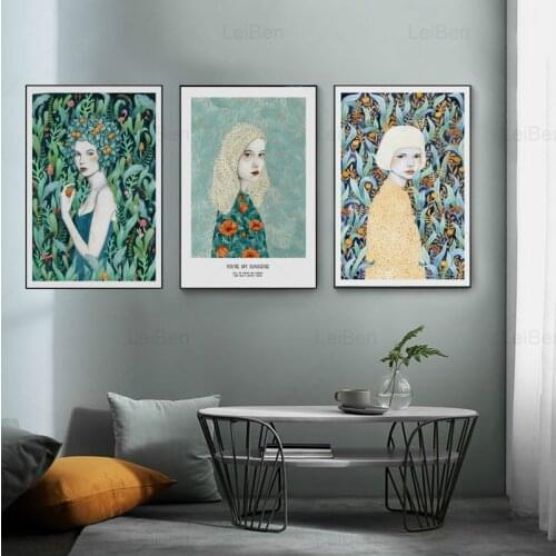 Nordic Modern Hand-Painted Characters Color Print Canvas Painting Fashion Women Abstract Art Posters Home Decoration Living Room