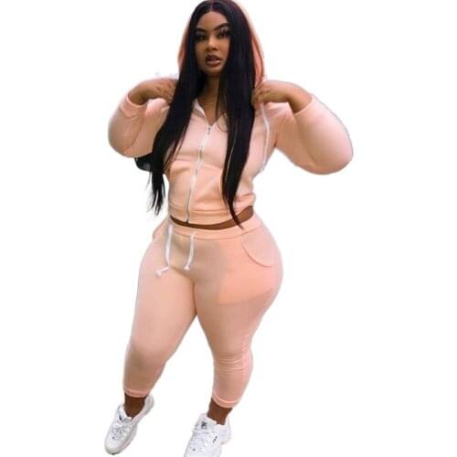 2 Piece Hooded Tracksuit Women Sportswear Casual Set Womens Clothing Sweat Suit Plus Size Sport outfit for woman