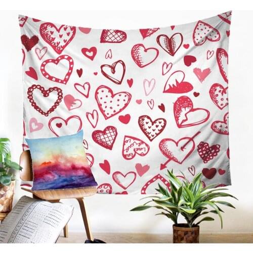 European Style Fabric Wall Hanging Beauteous Tapestry Love Graffiti Pattern Gobelin Decoration For Living Room Drom Decor