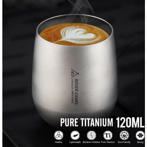120ml/200ml Ultralight Titanium Double Wall Insulated Water Cup Tea Cup Mug for Outdoor Camping Hiking Backpacking Home Office
