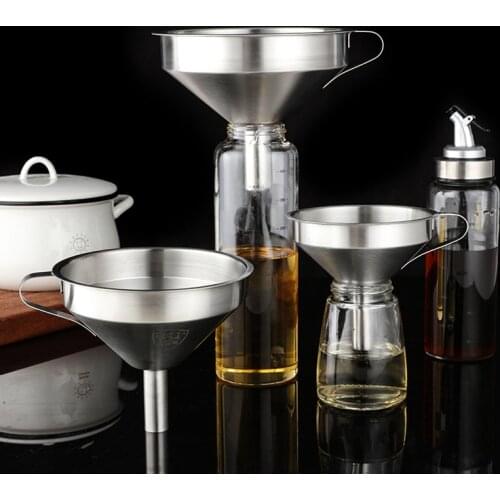 Stainless Steel Funnel 304 Wine Funnel Wide Mouth Oil Funnel with Filter Kitchen Household Funnel Bottle Filter Tool
