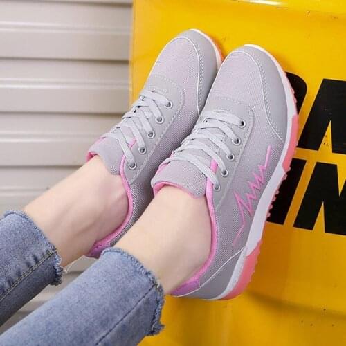 Plus Size Women Sneakers Lace Up Casual Shoes Woman Flats Cotton Sport Shoes Breathable Espadrilles Sneaker zapatos mujer 8087N