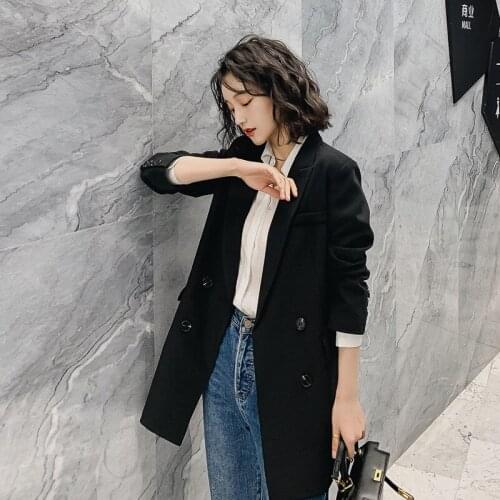 Fashion Slim Suit Top Blazer Feminino Spring Loose Drape Suit Coat Women Summer Autunm Womens Blazers Long Sleeve Black Jackets