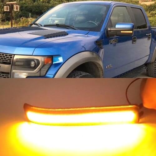 1Pair For Ford F150 SVT Raptor 2009 2010 2011 2012 2013 2014 LED Side Wing Dynamic Turn Signal Flowing Rearview Mirror Light